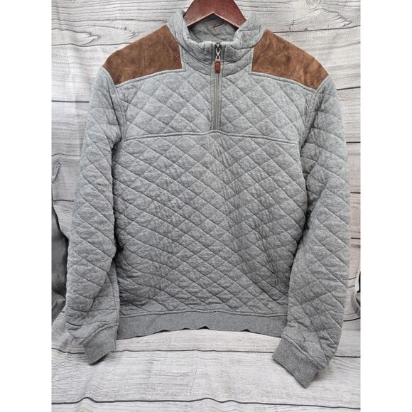 Vineyard Vines Mens Size MED Shep Shirt Quilted 1/4 Zip Sweater sueded Shoulders - Picture 1 of 11